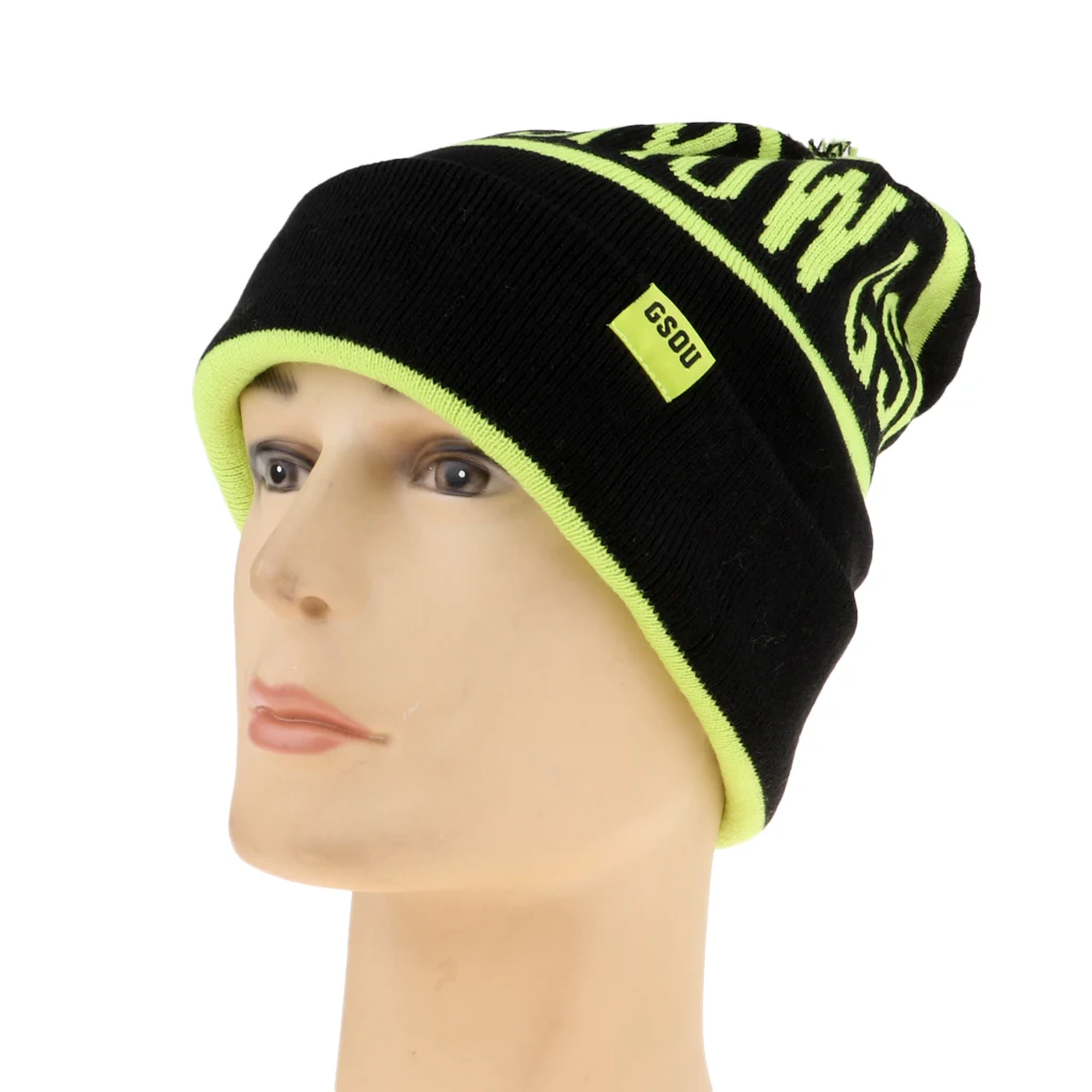 Pom Winter Warm Stretchy Knit Beanie Hat for Men Women Snowboarding Skateboard Skating Skiing Snowmobile