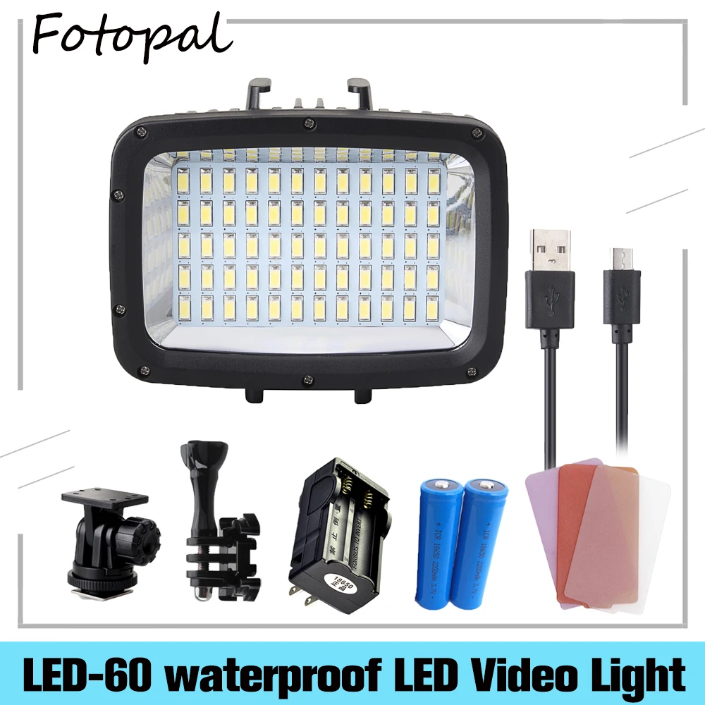 Fotopal 1800LM 3 режима Водонепроницаемый подводный 40 м 5500 к 60 шт. светодиодный