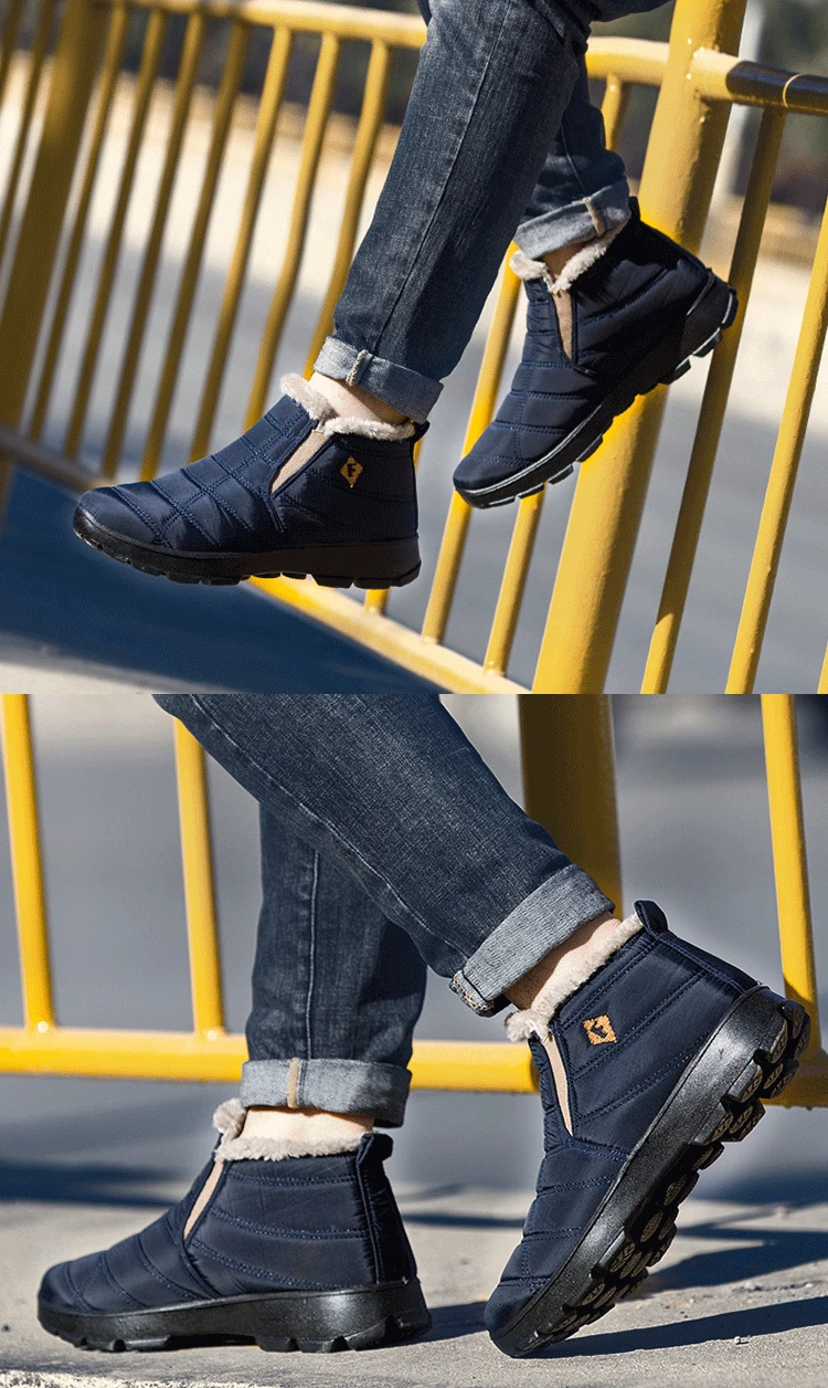 Зимняя обувь с высоким берцем Мужские зимние сапоги Для Мужчин's Повседневное; плюшевые теплые ботинки с защитой от скольжения спортивные ботинки