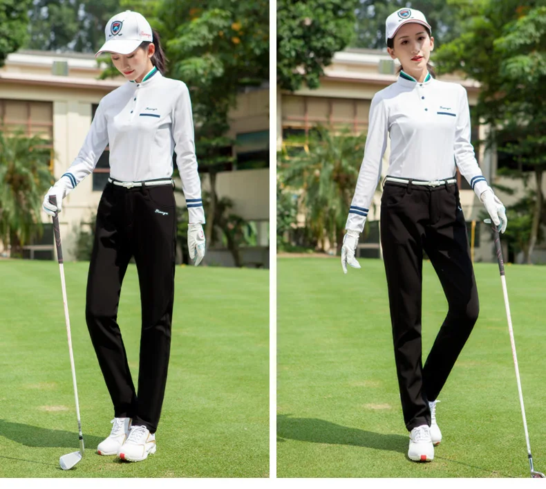 Golf Pants Women's Trousers Autumn Winter Thicken Pants High-elastic Keep Warm Slim Pants Ladies Fleece Sport Wear Long Trousers