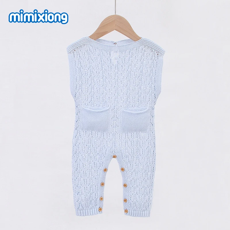 Baby Rompers Summer Solid Knitted Newborn Girls Jumpsuits One Piece 0-18M Infant Kids Bebes Overalls Children Clothes Sleeveless