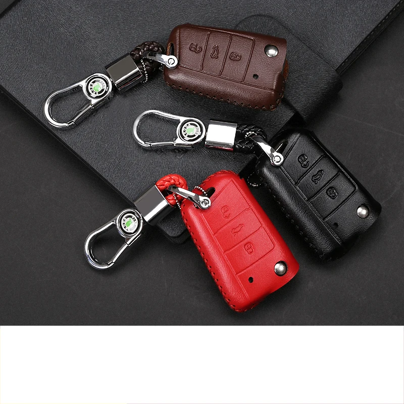 

Lsrtw2017 Genuine Leather Car Key Bag for Skoda Kodiaq Karoq Interior Mouldings Accessories