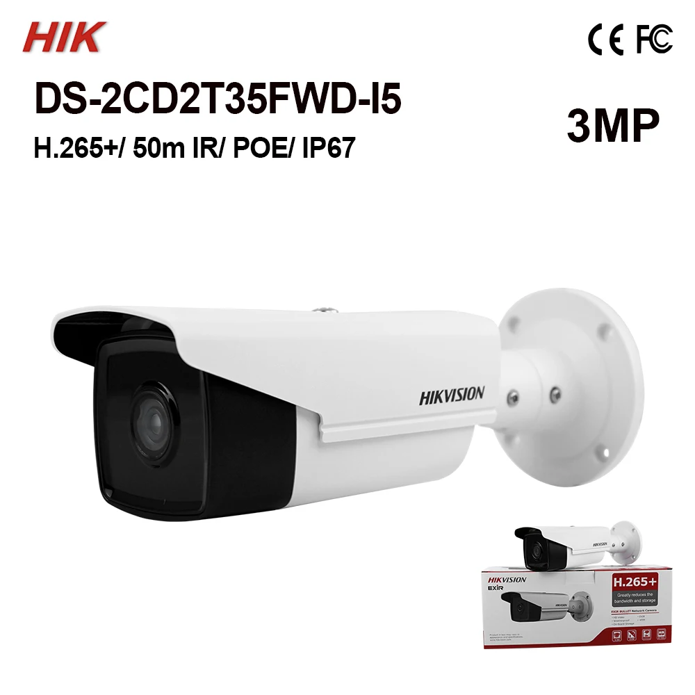 DS-2CD2T35FWD-I5,, Hik, 3MP, цилиндрическая IP камера, H.265+ IR, 50 м, ультра-низкий светильник, распродажа, IPC cctv камера, Рождественский подарок
