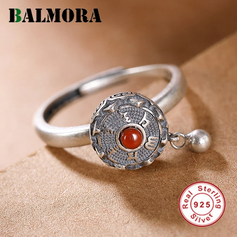 Кольцо BALMORA вращающееся из настоящего 925 пробы серебра 100% с сердоликом для женщин
