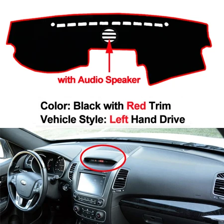 LHD-Red-Speaker Авто внутренняя панель приборов покрытие тире коврик накидка ковер Dashmat подушка 2 слоя для Kia Sorento 2013 LHD RHD - Название цвета: LHD-Red-Speaker