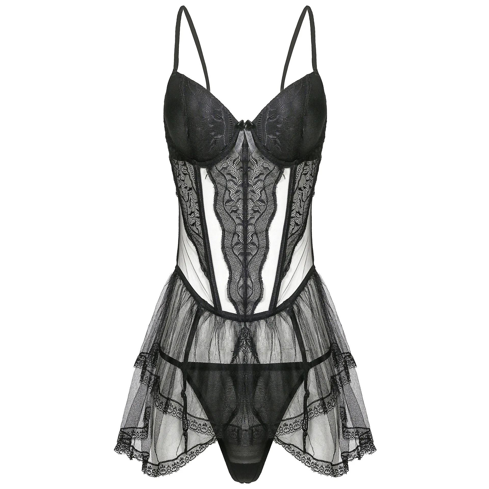TERMEZY Women's Sexy Corset Gothic Corset and Bustier Lace up Black Underwear Steampunk Dress Sexy Straps Belt Lingerie