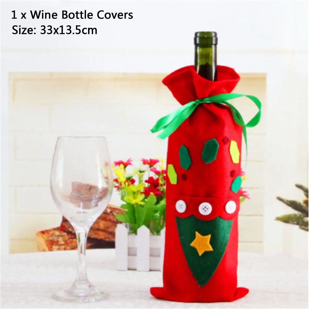 I-3 1Pcs Santa Claus Wine Bottle Cover Christmas Ornament Gift Holders Xmas Dinner Party Decorations New Year Home Table Decor - Цвет: I-3