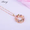 New Top Gold Color Flower & Lucky Circle Jewelry Set Multicolor Cubic Zircon Pendant/Earring/Necklace Women Wedding Jewelry Sets ► Photo 2/6