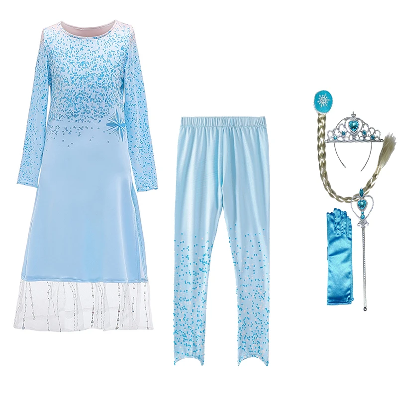 New Elsa Dress For Girls Princess Baby Girl Christmas Cosplay Costume Dress Set Anna Birthday Party Snow Queen Elza Kids Vestido - Цвет: Красный
