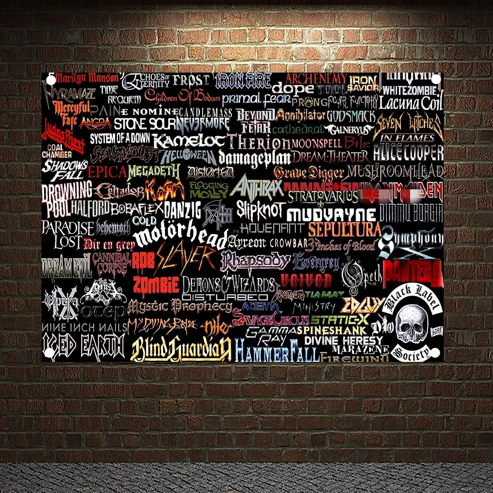 

Large Size Rock Band Banners & Flags Tapestry Wall Art Metal Music Cloth Poster Bedroom Dormitory Decoration Hanging Painting B