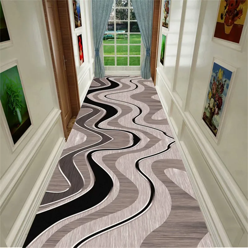 Modern Hall Carpet Runner BCF BASE grey STRIPES Stairs 60-120cm extra long RUGS 