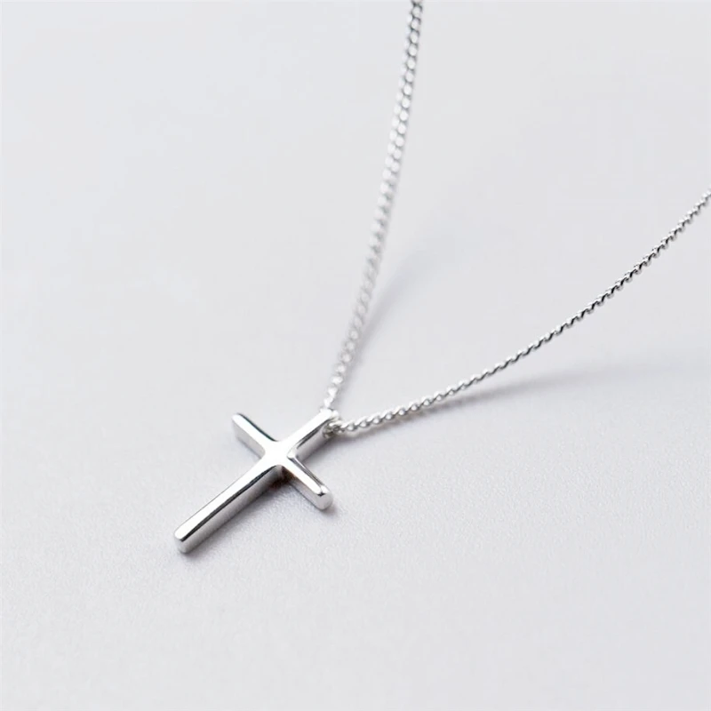 Cross Pendant Simple Silver Color Clavicle Chain Fresh Wild Necklace For Women Fashion Jewelry Party Birthday Gift SNE294