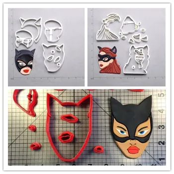 

Super hero cat woman fondant cutter mold for girl boy birthday cake cookie decorating 3D printed baking tools