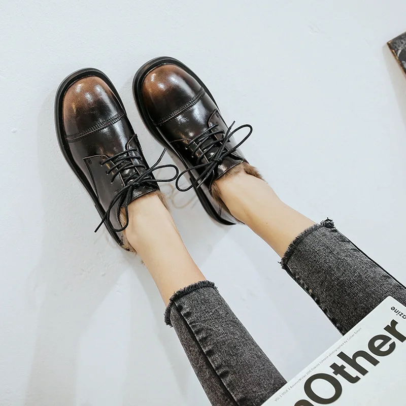 

British-Style Small Leather Shoes Women's Autumn 2019 New Style Students Korean-style Versatile Soft Girl Flat Black Japanese-st