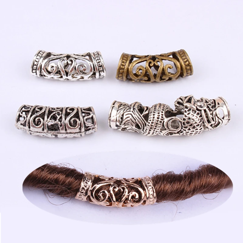 

5PCS/Set African Hair Braid Copper Tube Metal Hollow Ring Dread Bead Dreadlock Cuffs Jewelry Decoration Accessories