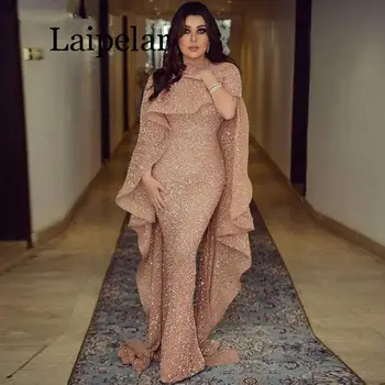 

Sparkly Glitter Sequin Dress Long 2020 Mermaid Rose Gold Dubai Saudi Arabic Formal Dress Prom Party Gown Robe De Soiree