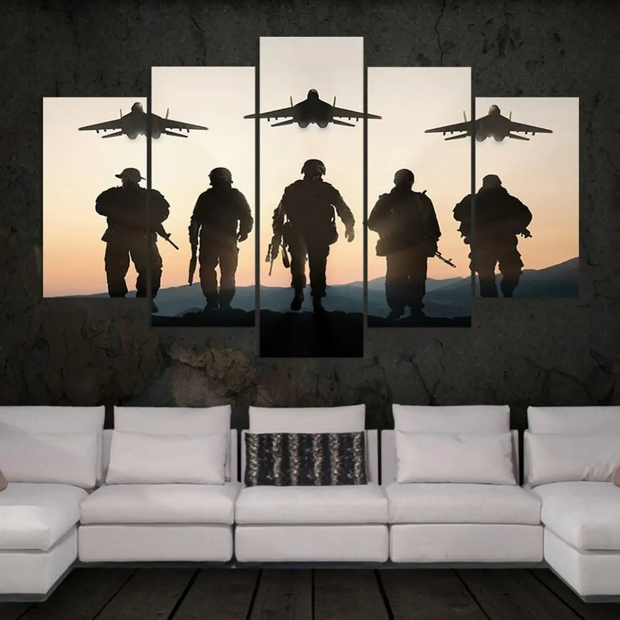 

5 Pieces Wall Art Canvas Painting Flat Soldiers Army Poster Modern Wall Living Room Bedroom Frame Decoration Pictures
