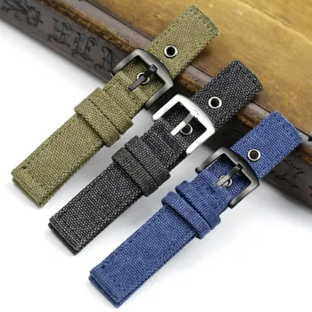 

New Soft 20mm 22mm 24mm Pure Canvas Nato Strap Black Blue Green Sports Wrist Watchband Belt Men's and Women's Universal Watch Ba