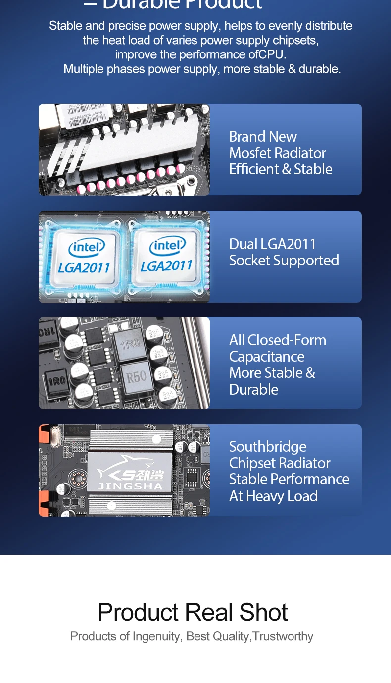 JINGSHA LGA2011 X79Dual CPU Motherboard Set With 2 × Xeon E5 2689 CPU 4 × 16GB 64GB 1600MHz DDR3 ECC REG Memory NVME M.2 motherboards computer