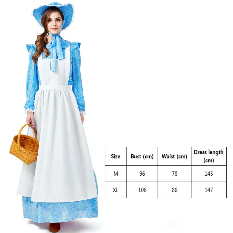 Umorden взрослый костюм для девочек-пионеров, Женский костюм деревенской фермы Prairie Maiden, костюмы на Хэллоуин, нарядное платье