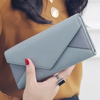 

2019 Newly Fashion Women Long Envelope Wallet Hasp Pocket Coin Card Holder Purse PU Leather Handbag J9