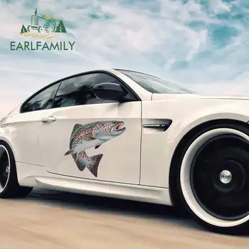

EARLFAMILY 43cm x 36cm for Trout Fish Colorful Windshield Car Decals Air Conditioner Windshield Car Door Sticker Decoration