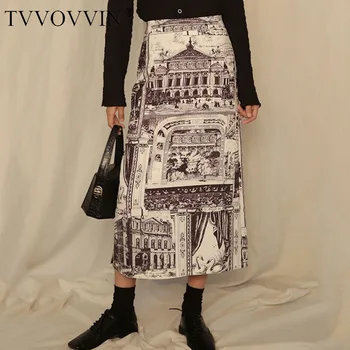 

Loose French Style Vintage Black and White Oil Painting Skirt Elegant Wild Skirts Womens Fashion Trend Spring Clothes DMY4027