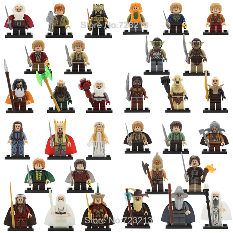 

32pcs/lot Ring Lords Figure Set Frodo Baggins Gandalf Radagast Thranduil Elrond Galadriel Merry Building Blocks Model Bricks Toy