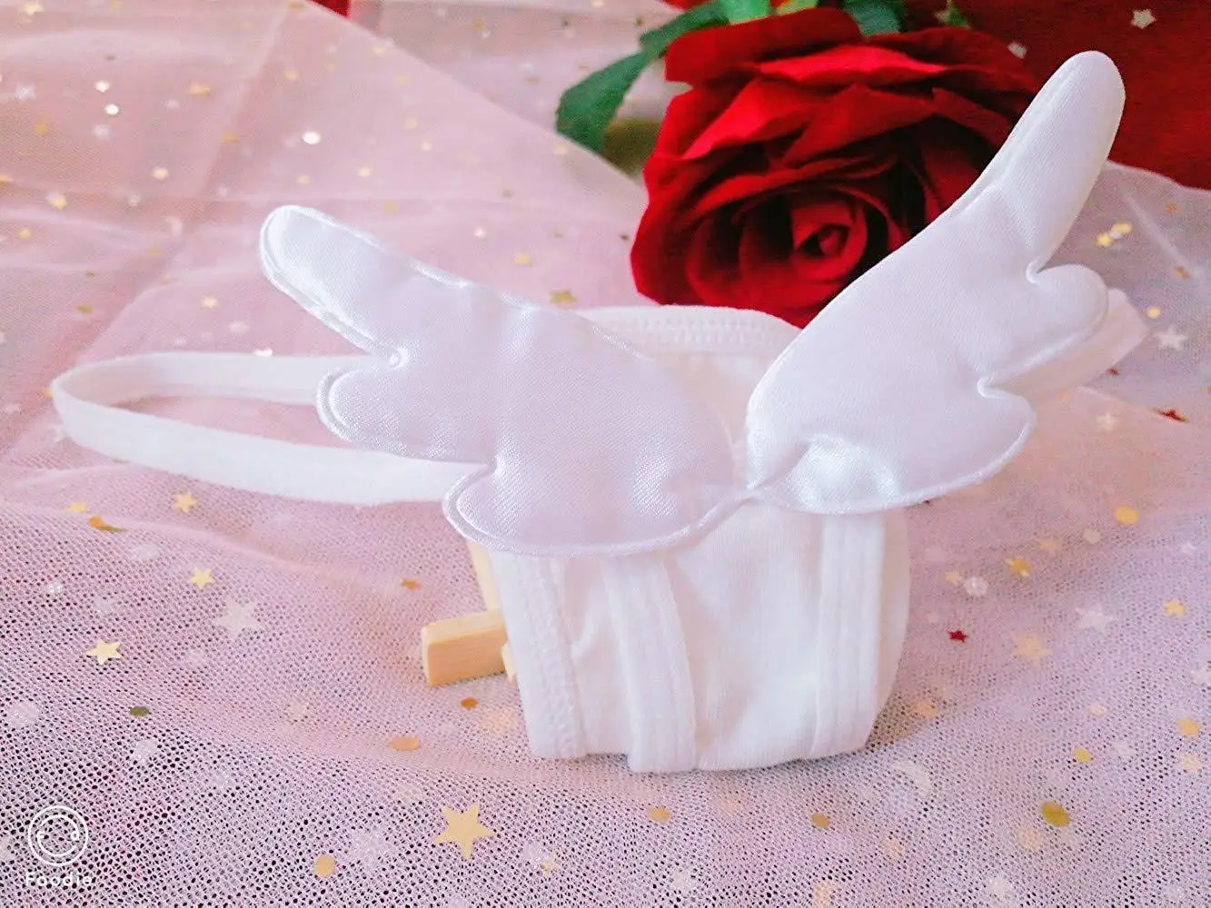 Женские трусики для косплея аниме милые g стринги нижнее белье Angel black white Devil Wings