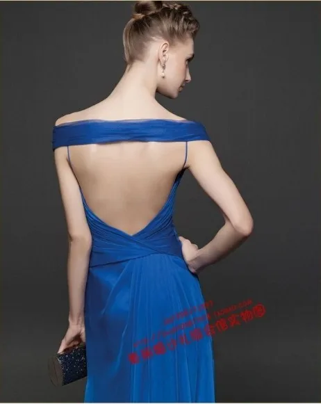 Robe de soiree новые сексуальные недорогие вечерние платья с открытой спиной Королевского синего цвета Вечерние платья для матери невесты