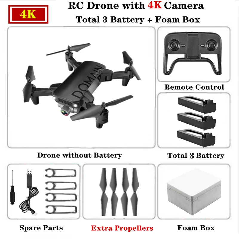 4K Foam Box B3 Радиоуправляемый Дрон 4K Квадрокоптер с Wifi FPV широкоугольная камера складной Квадрокоптер с высокой фиксацией Радиоуправляемый вертолет Профессиональный селфи Дрон - Цвет: 4K Foam Box B3