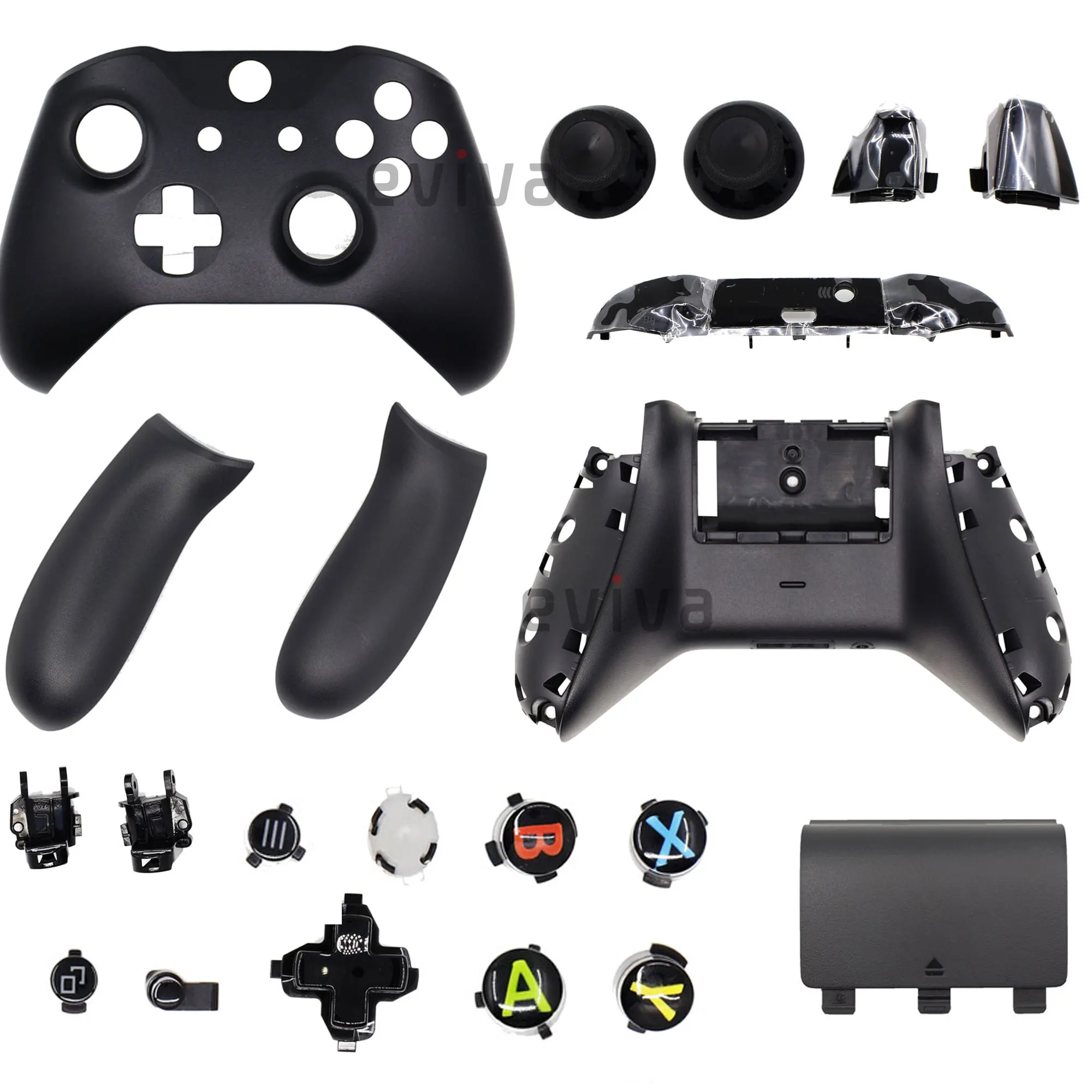 Пластиковый Полный Корпус для Xbox One S Slim Gampad Чехол-рамка с кнопками Mod Kit - Цвет: Black a whole set
