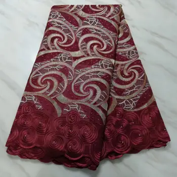 

5Yards Material Swiss Voile Lace In Switzerland With Stones African Dry Lace Fabric High Quality Nigerian Lace Fabric Dress
