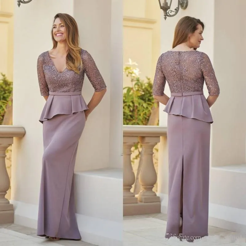 Half Mouwen Moeder Van De Bruid Jurken Schede V-hals Kant Spleet Plus Size Lange Bruidegom Moeder Jurken Voor Bruiloft Half Mouwen Moeder Van De Bruid Jurken Schede V-hals Kant Spleet Plus Size Lange Bruidegom Moeder Jurken Voor Bruiloft