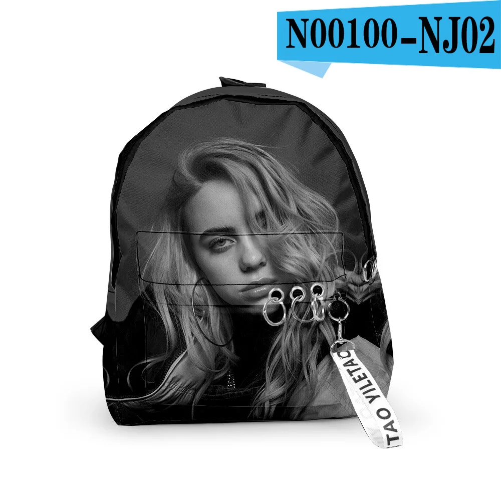 D 3d billie Eilish рюкзак оба плеча посылка для мужчин и женщин посылка Ткань Оксфорд школьная сумка - Цвет: D