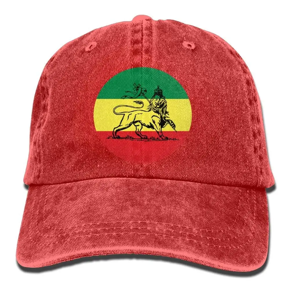 Rasta Lion Judah Эфиопский флаг джинсовая шляпа Регулируемая Мужская простая бейсболка