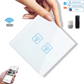 

Touch Switch WIFI Smart Home 220V Tuya RF433 EU standard Remote Voice Control No Neutral Remote control Voice Alexa Google Home