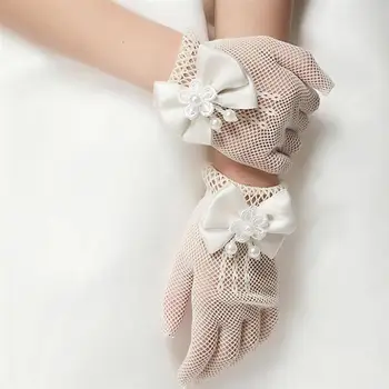 

Women Lace Gloves Wedding Lace Bowknot Gloves Full Finger Elegant Gloves Gauntlets Mitten for Lady Woman Bride