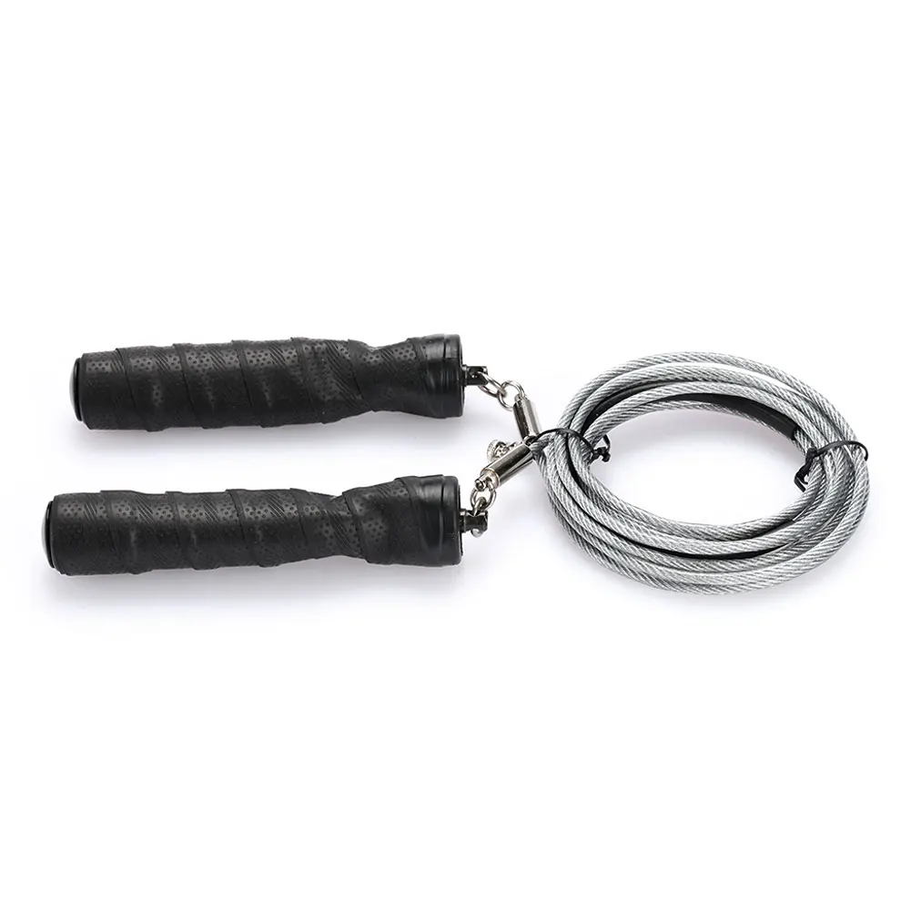 Black Jump Rope Steel Wire Double Ring Sports Adjustable Speed Rope Skipping - Цвет: Black