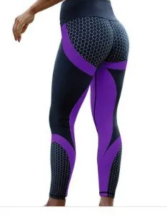 Black Purple-3093 Модные европейские и американские штаны для фитнеса женские эластичные спортивные колготки сетчатые красные персиковые обтягивающие сексуальные штаны - Цвет: Black Purple-3093