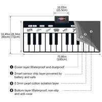 180x72cm Electronic Musical Carpet Black & White Keyboard Kids Playing Piano Mat Baby Play Mat Rug Early Educational Toys Gift 2