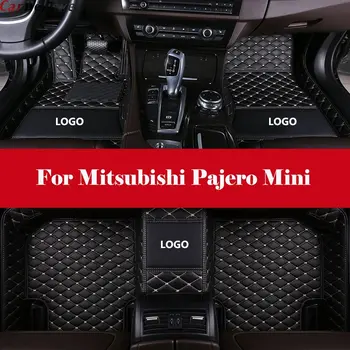 

All Weather Car-Styling Custom Luxury Leather Waterproof Floor Mats Logo Stripe Leather Carpets For Mitsubishi Pajero Mini