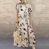 ZANZEA Fashion Summer Maxi Dress Women's Printed Sundress Casual Short Sleeve Vestidos Female High Waist Robe Femme Plus Size ► Photo 2/6