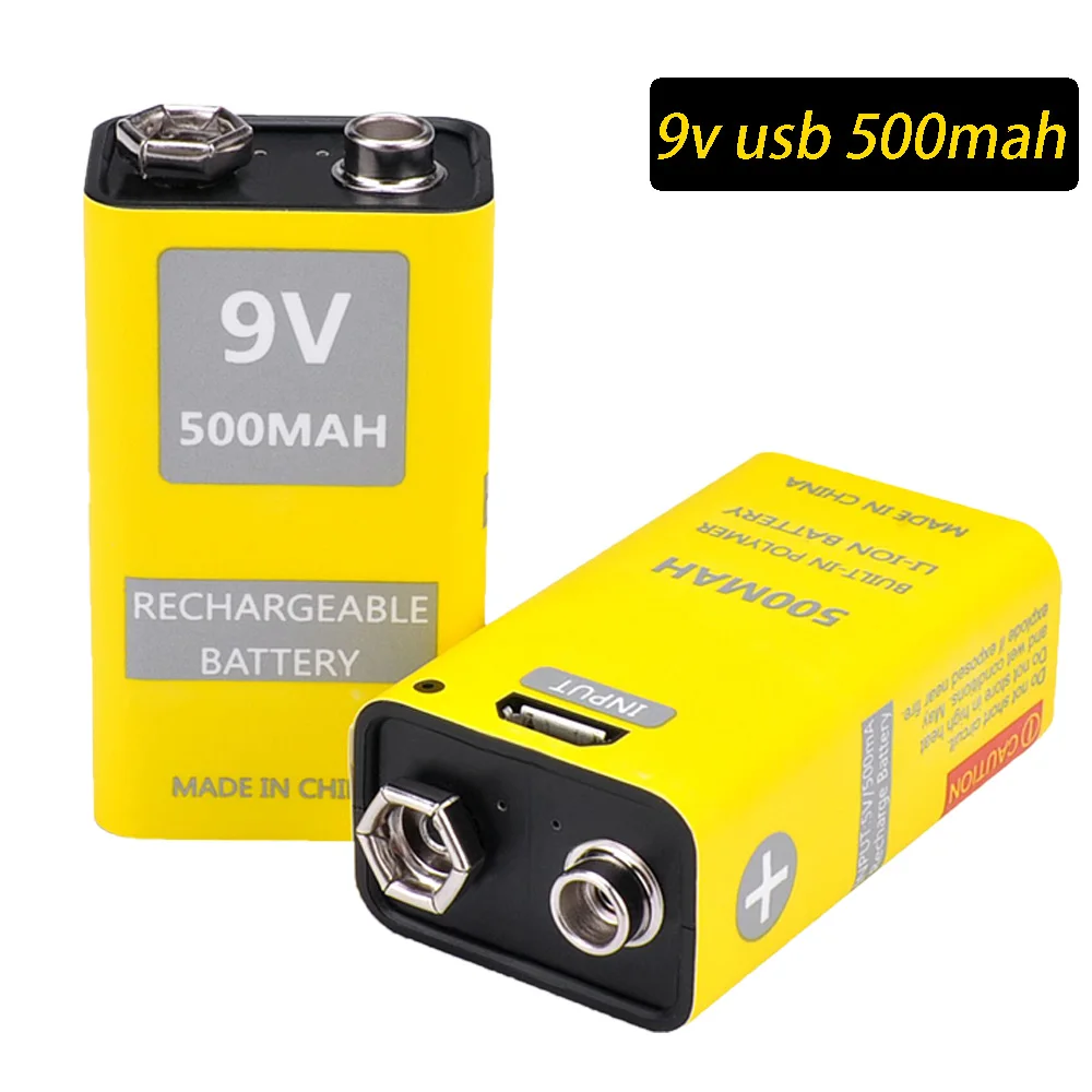 

9v usb 500mah battery 9v 6f22 micro usb lithium rechargeable battery for Multimeter Microphone Remote Control massager ktv use 9