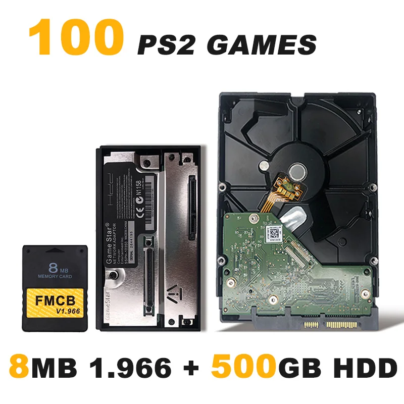 3," SATA жестких дисков 80 Гб/320 Гб/500 Гб/1 ТБ/2 ТБ с игр+ FMCB v1.966 8/16/32/64 Мб карта памяти для PS2+ жесткого диска SATA HDD адаптер - Цвет: 8MB and 500GB