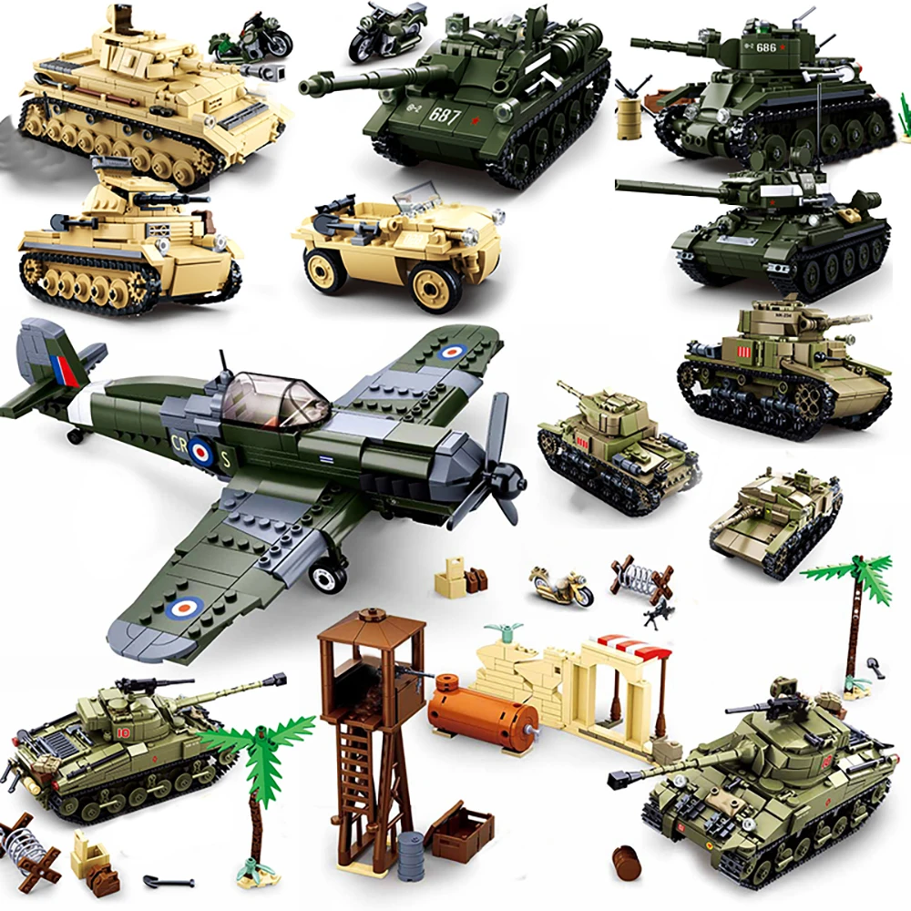 Juego de vehículos de la Segunda Guerra Mundial, Kit de bloques de  construcción de la 2 Guerra Mundial, tanques militares, Ejército soviético| Bloques| - AliExpress