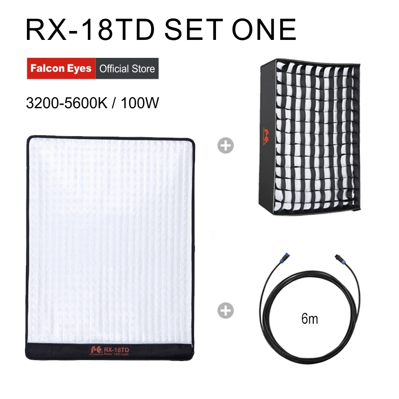 Falcon Eyes For Video Studio Light 2x1.51ft Bi-Color 100W Waterproof LED Fotografia Profesional Lighting with Softbox &Cable kit