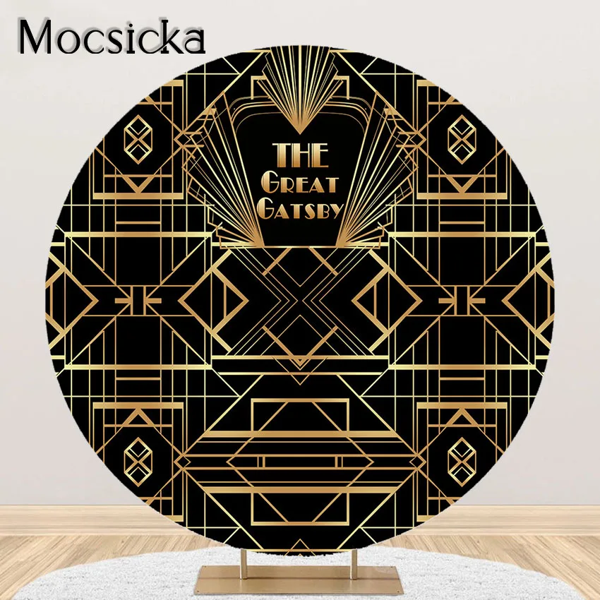 Mocsicka Great Gatsby Theme Birthday Party Photography Backdrop Retro Gold  Building Adult Birthday Decor Background Photocall