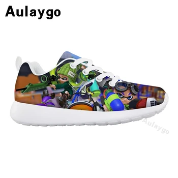 

Aulaygo Splatoon Graffity Pattern Children's Sneakers Shoes Girls Boy 3D Anime Casual Sports Breath Lace Up Mesh Running Flats