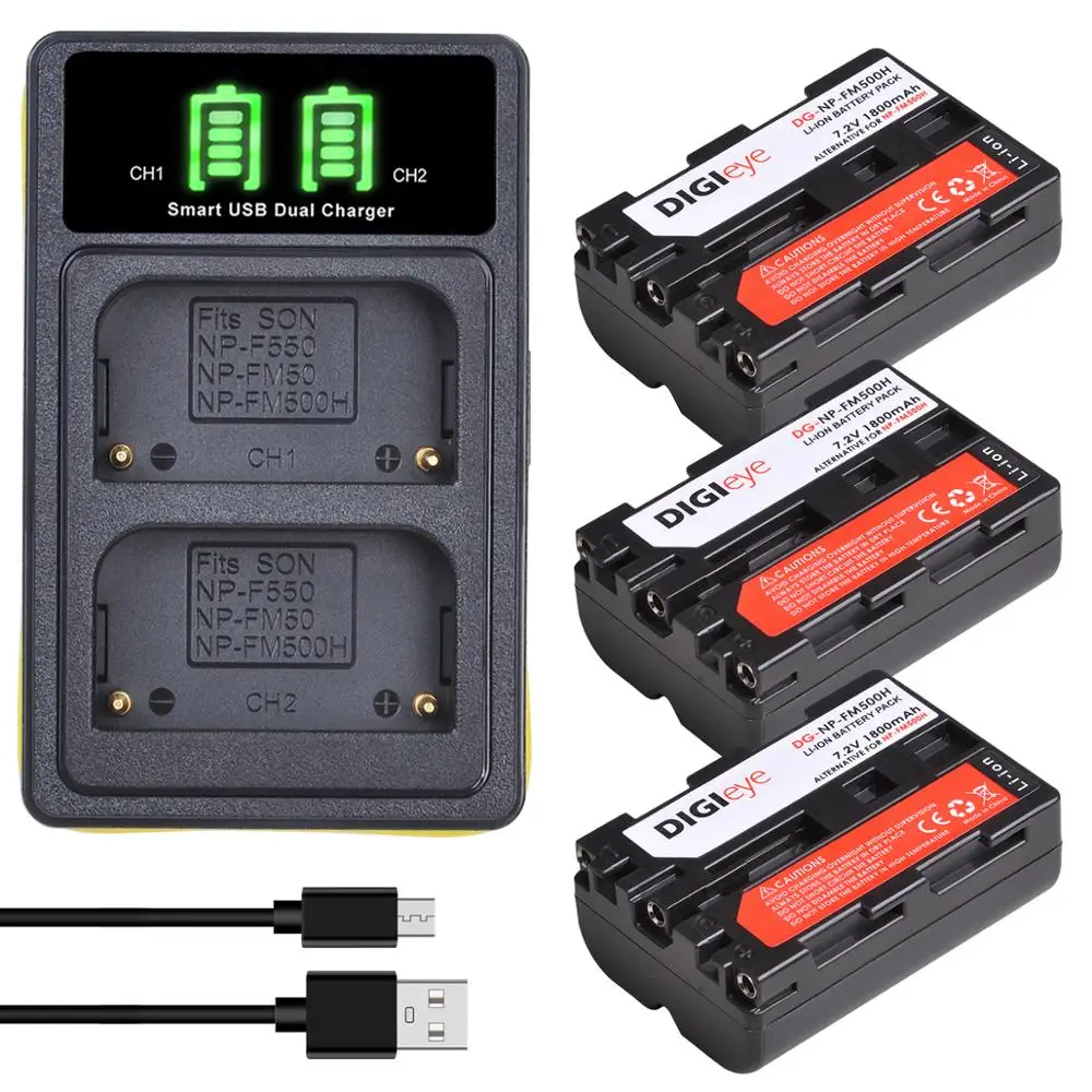 Dslr Camera Pcs Sony NP-FM500H Replacement Battery With Charger